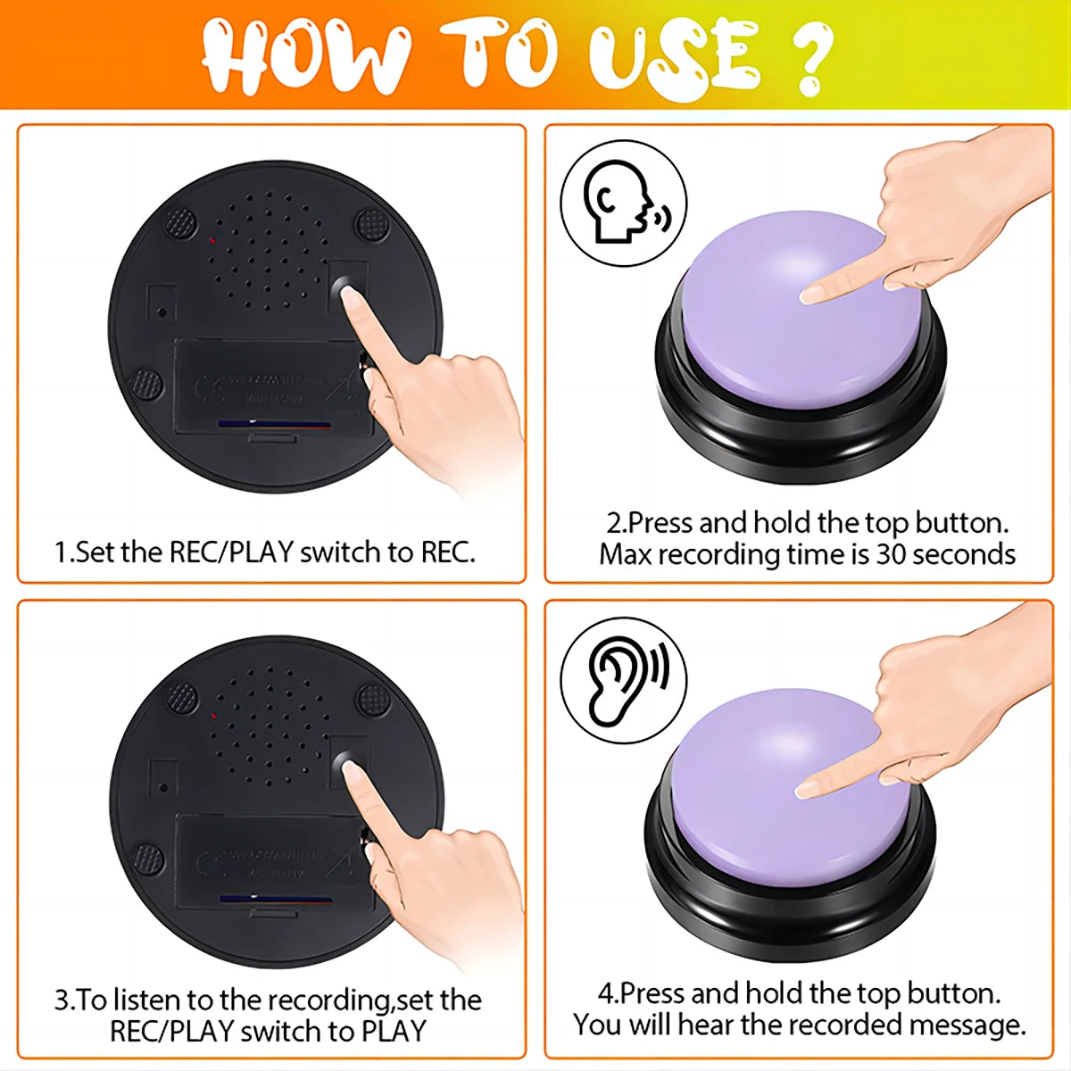 Recordable Pet Speaking/Training Buttons