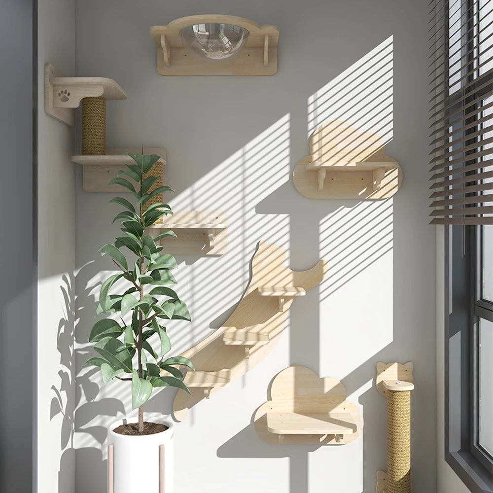 Cat Wooden Wall Climbing Set